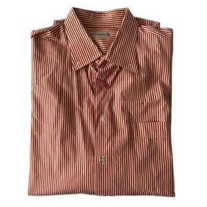 Burberry London Men’s XL Red Yellow Striped Long Sleeve Button-Up Shirt